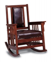 Rocking Wood and Leather Chair Rocker